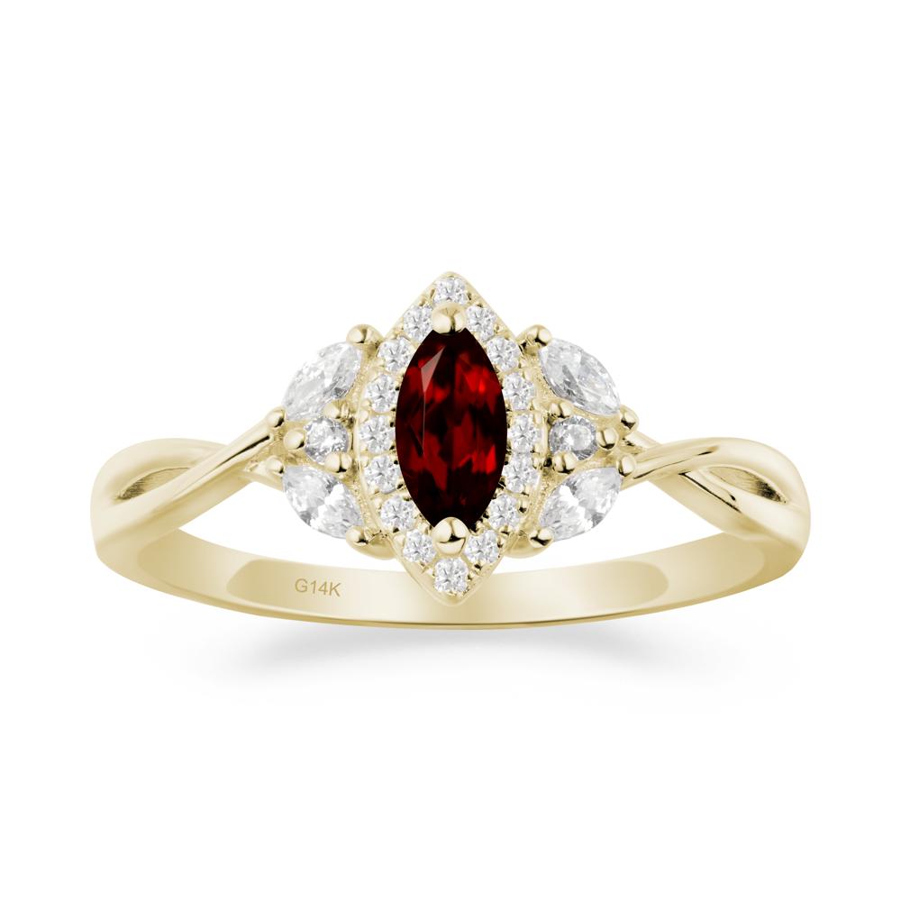 Marquise Garnet Ring with Twisted Band - LUO Jewelry #metal_14k yellow gold
