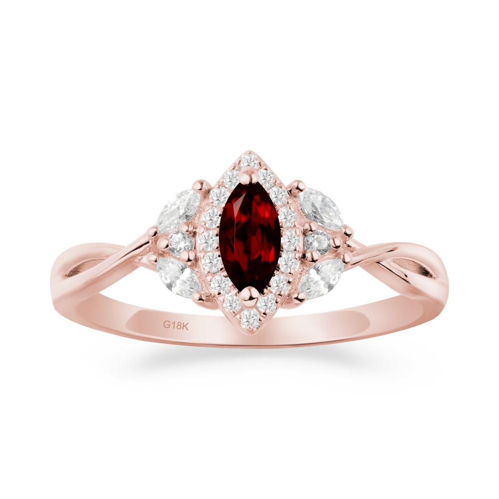 Marquise Garnet Ring with Twisted Band - LUO Jewelry #metal_18k rose gold