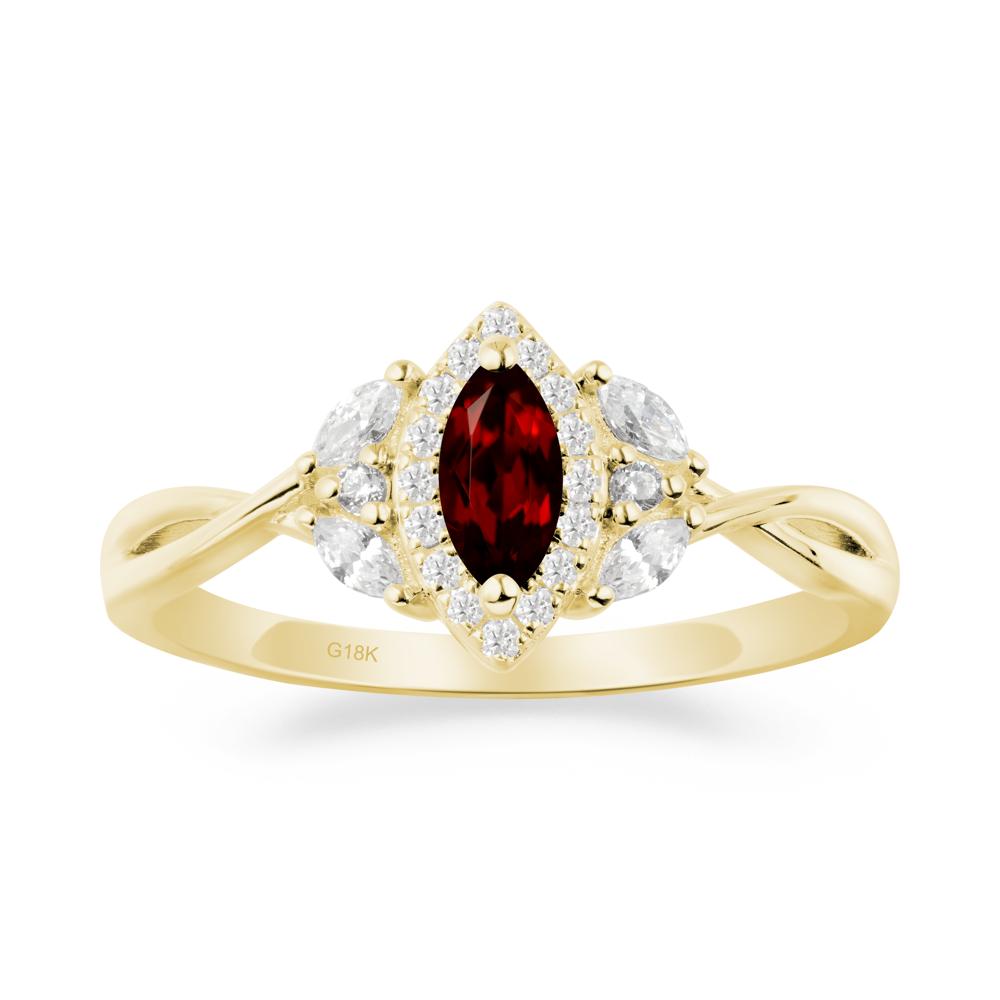 Marquise Garnet Ring with Twisted Band - LUO Jewelry #metal_18k yellow gold