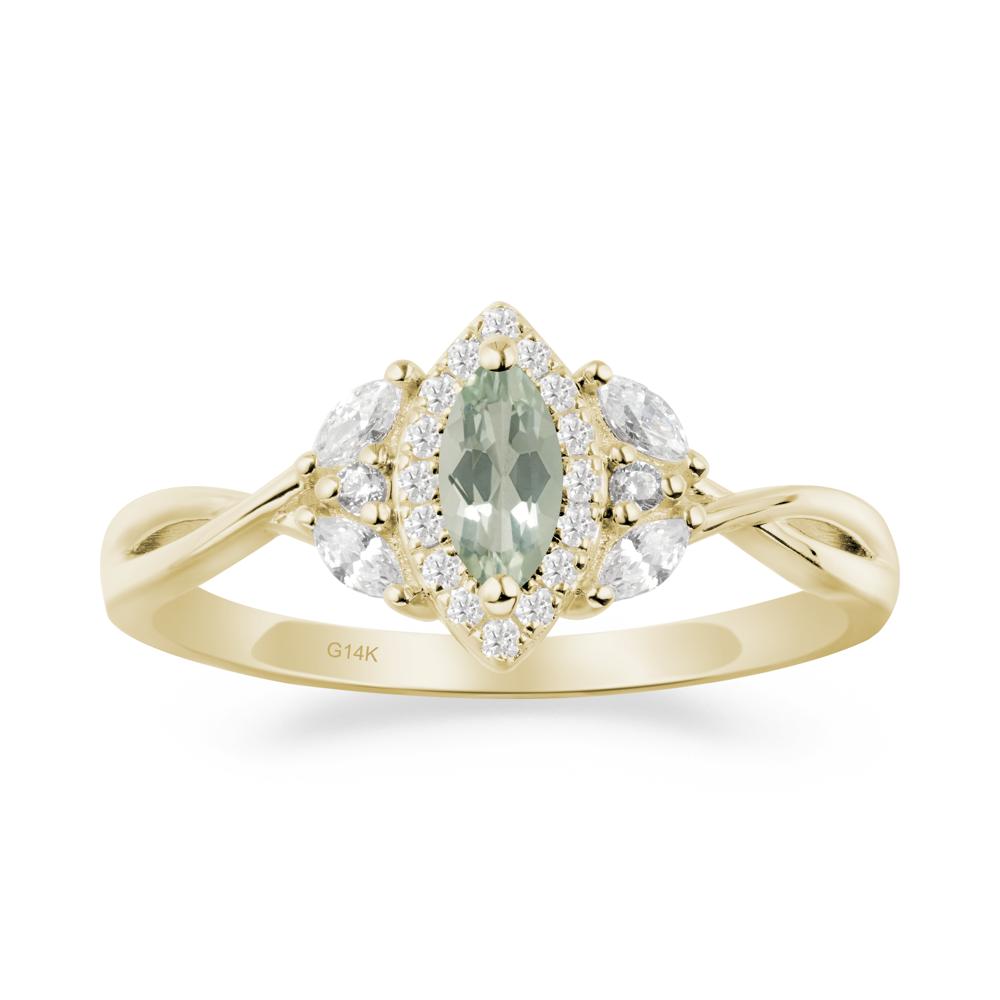 Marquise Green Amethyst Ring with Twisted Band | LUO
