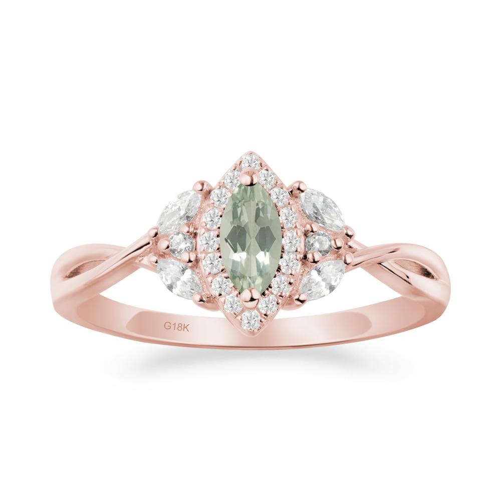 Marquise Green Amethyst Ring with Twisted Band - LUO Jewelry #metal_18k rose gold