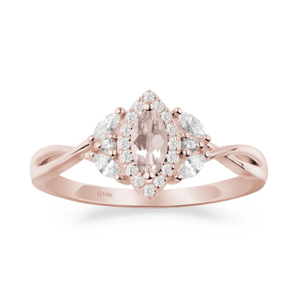 Marquise Morganite Ring with Twisted Band - LUO Jewelry #metal_14k rose gold