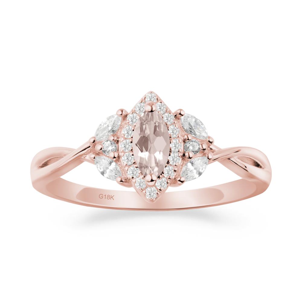 Marquise Morganite Ring with Twisted Band - LUO Jewelry #metal_18k rose gold