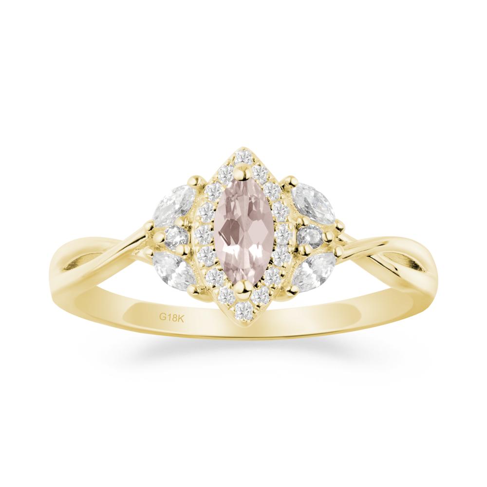 Marquise Morganite Ring with Twisted Band - LUO Jewelry #metal_18k yellow gold
