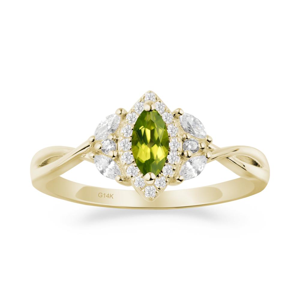Marquise Peridot Ring with Twisted Band - LUO Jewelry #metal_14k yellow gold