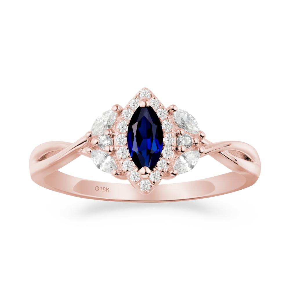 Marquise Sapphire Ring with Twisted Band - LUO Jewelry #metal_18k rose gold
