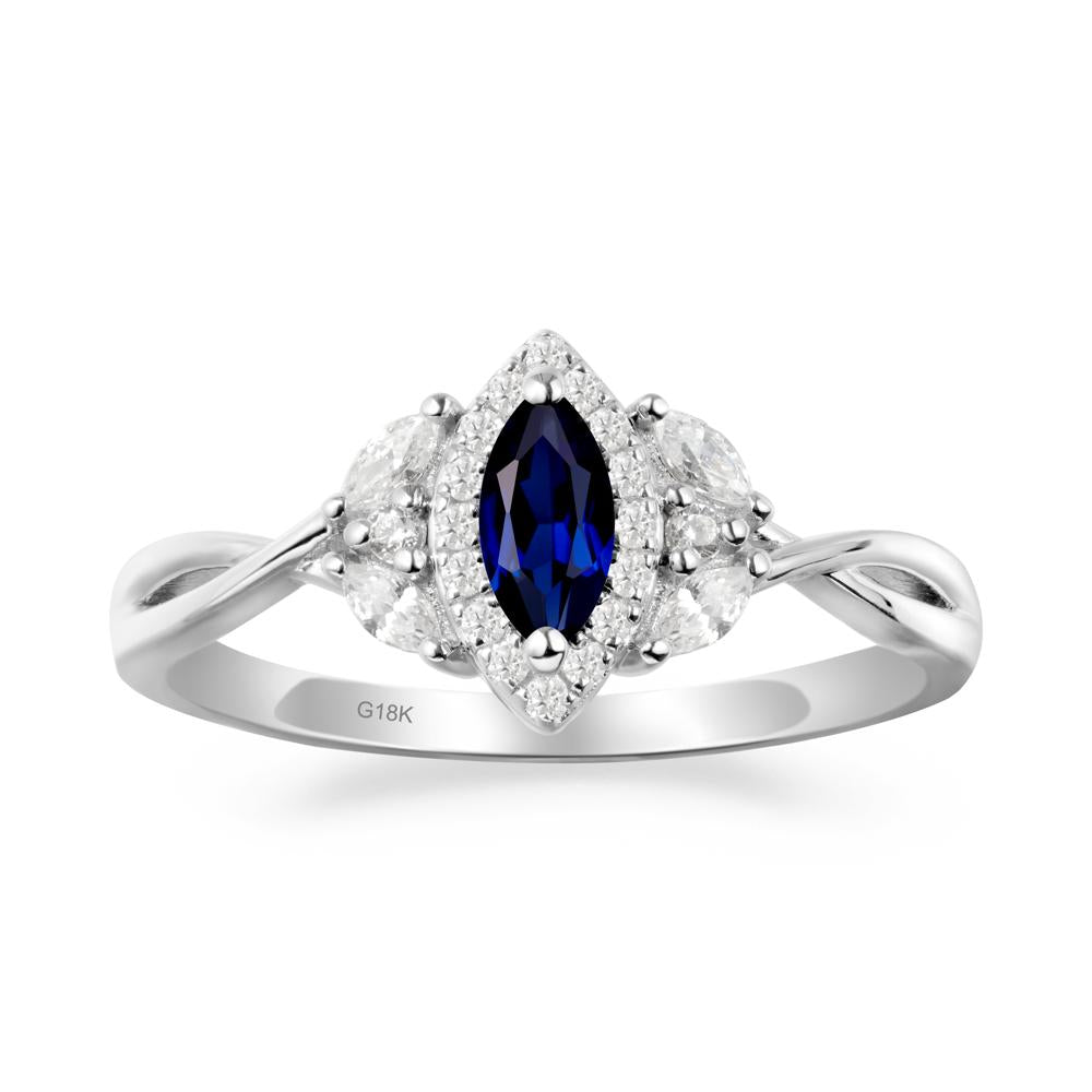 Marquise Sapphire Ring with Twisted Band - LUO Jewelry #metal_18k white gold