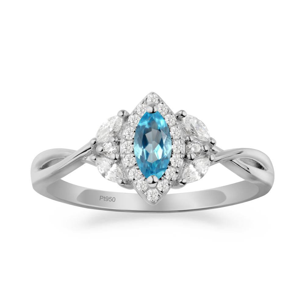 Marquise Swiss Blue Topaz Ring with Twisted Band - LUO Jewelry #metal_platinum