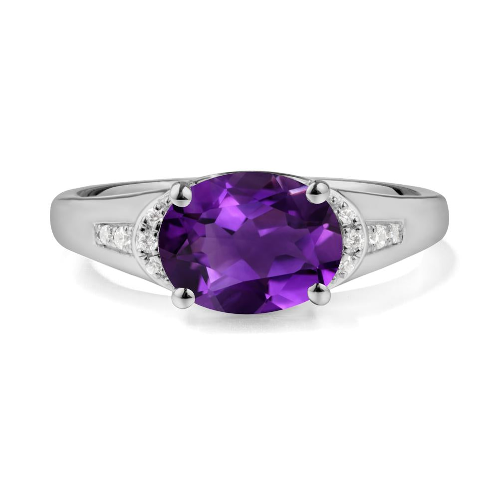 Horizontal  Oval Amethyst Ring - LUO Jewelry #metal_platinum