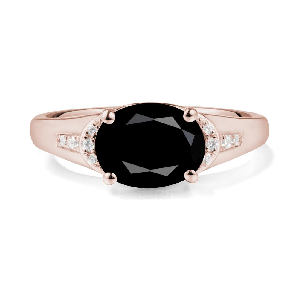 Oval Black Spinel Statement Ring - LUO Jewelry #metal_14k rose gold