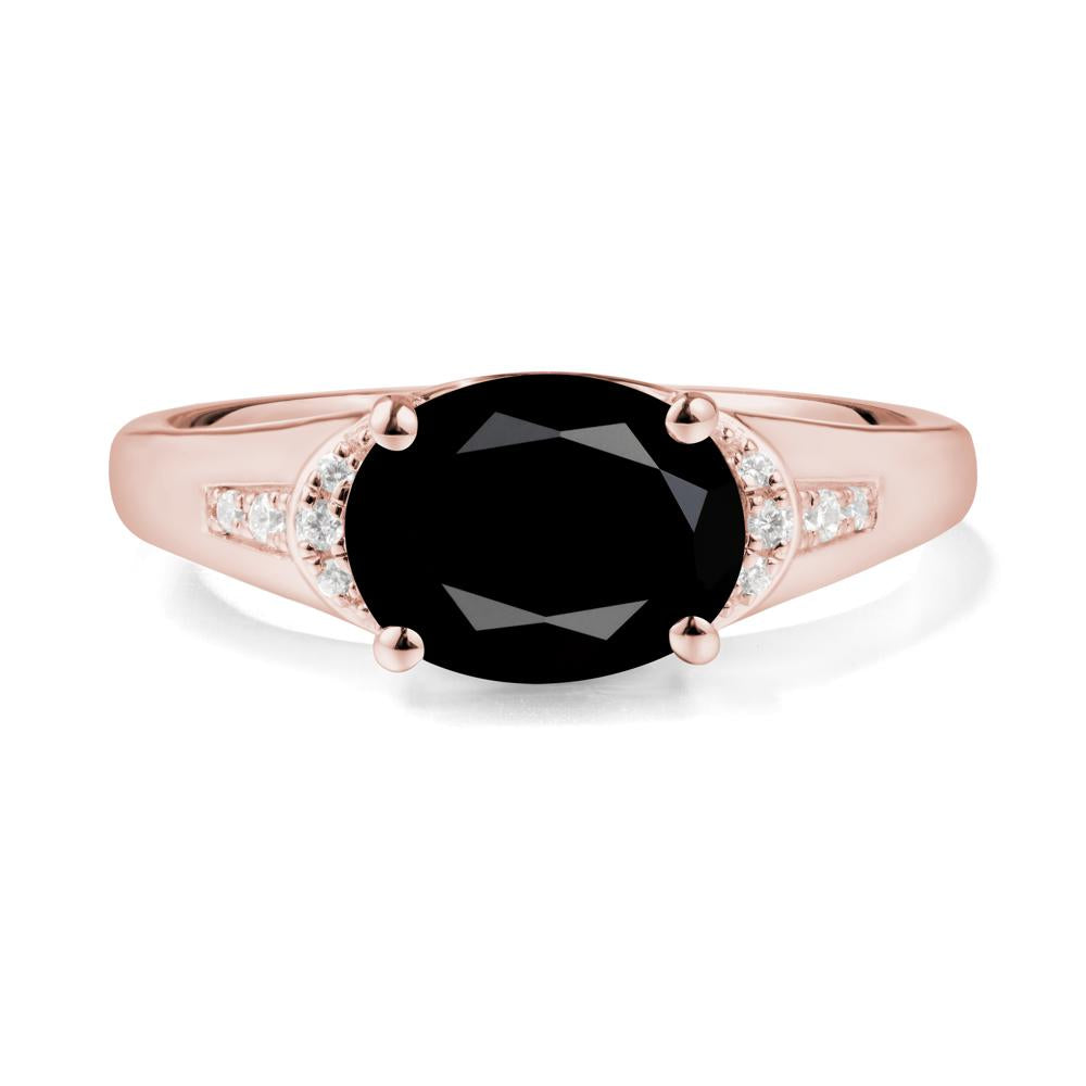 Oval Black Spinel Statement Ring - LUO Jewelry #metal_18k rose gold