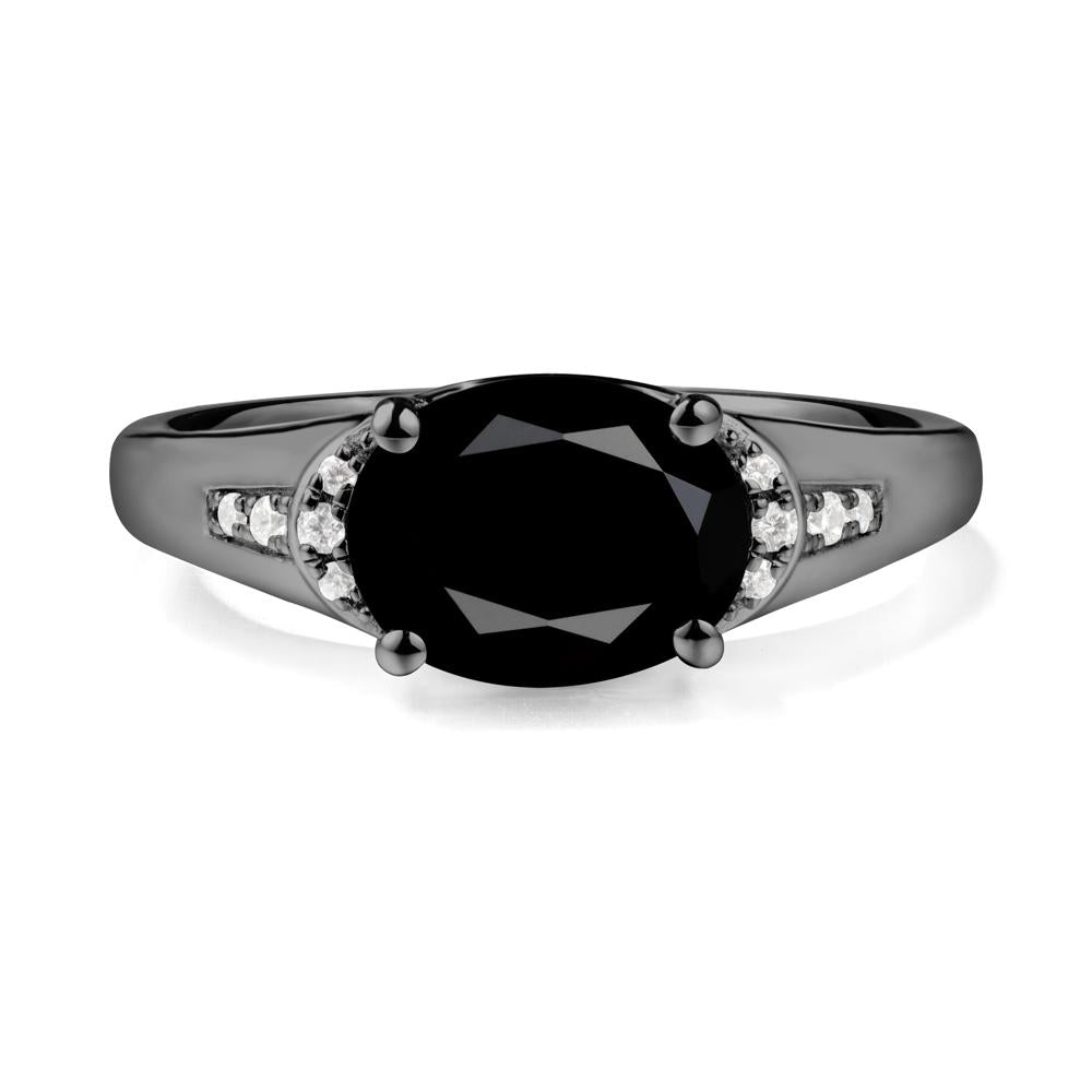 Oval Black Spinel Statement Ring - LUO Jewelry #metal_black finish sterling silver