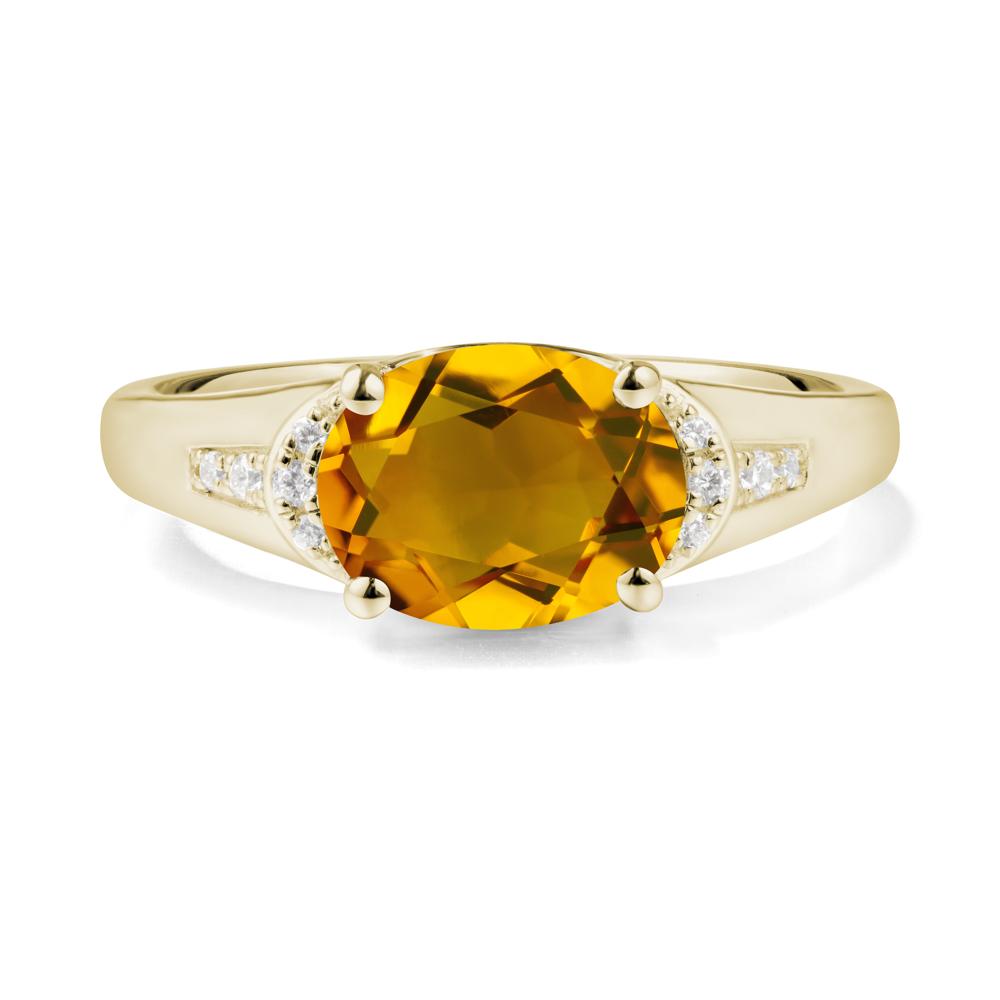 Horizontal  Oval Citrine Ring - LUO Jewelry #metal_14k yellow gold
