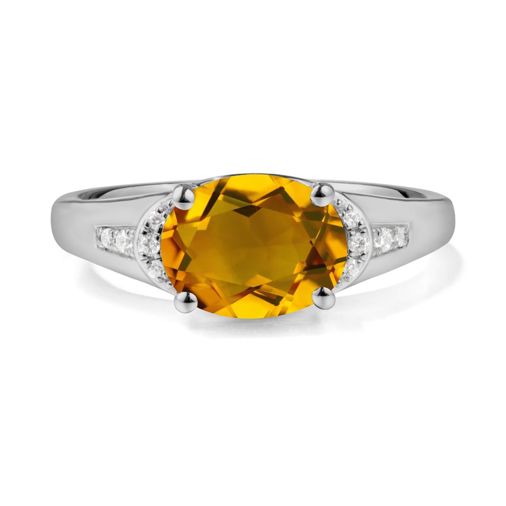 Horizontal  Oval Citrine Ring - LUO Jewelry #metal_platinum