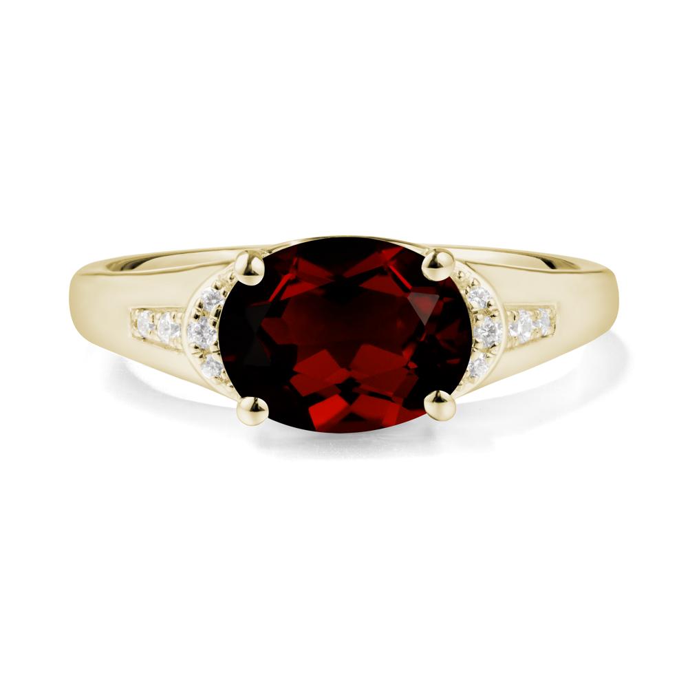 Horizontal  Oval Garnet Ring - LUO Jewelry #metal_14k yellow gold