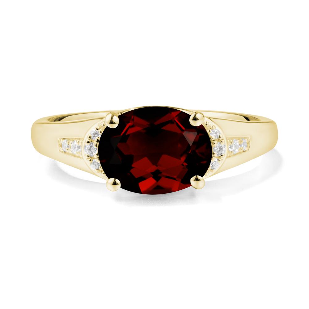 Horizontal  Oval Garnet Ring - LUO Jewelry #metal_18k yellow gold