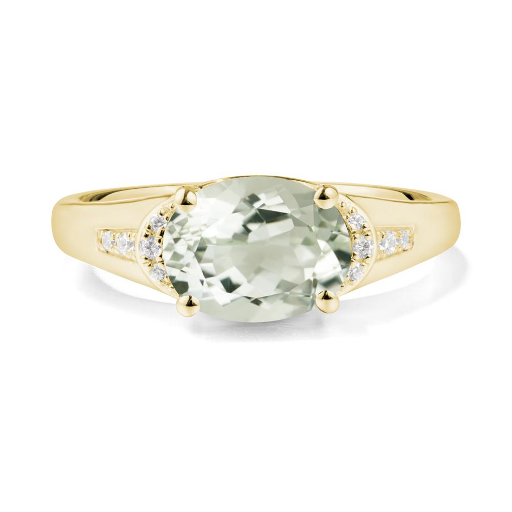 Horizontal  Oval Green Amethyst Ring - LUO Jewelry #metal_18k yellow gold