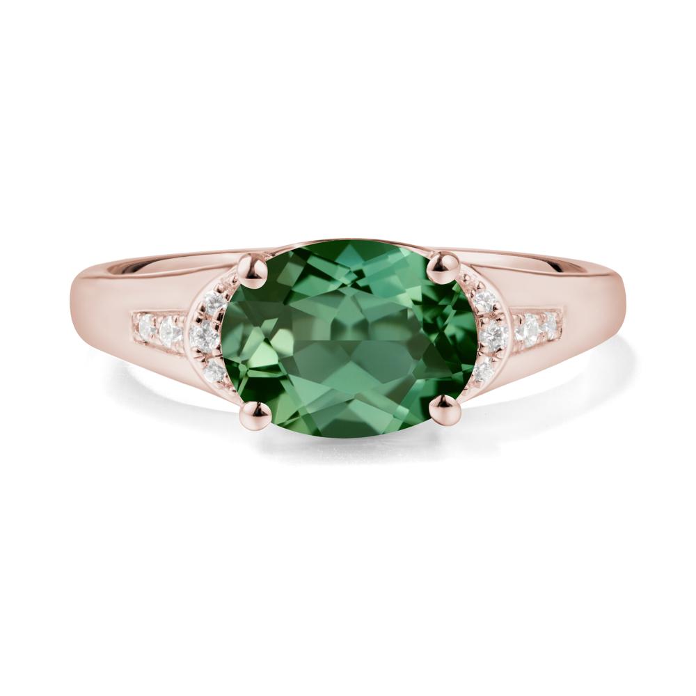 East West Oval Green Sapphire Ring - LUO Jewelry #metal_14k rose gold