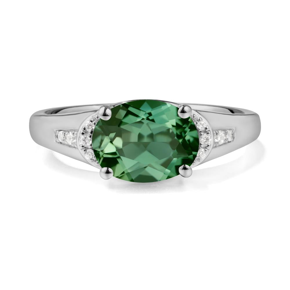 East West Oval Green Sapphire Ring - LUO Jewelry #metal_platinum