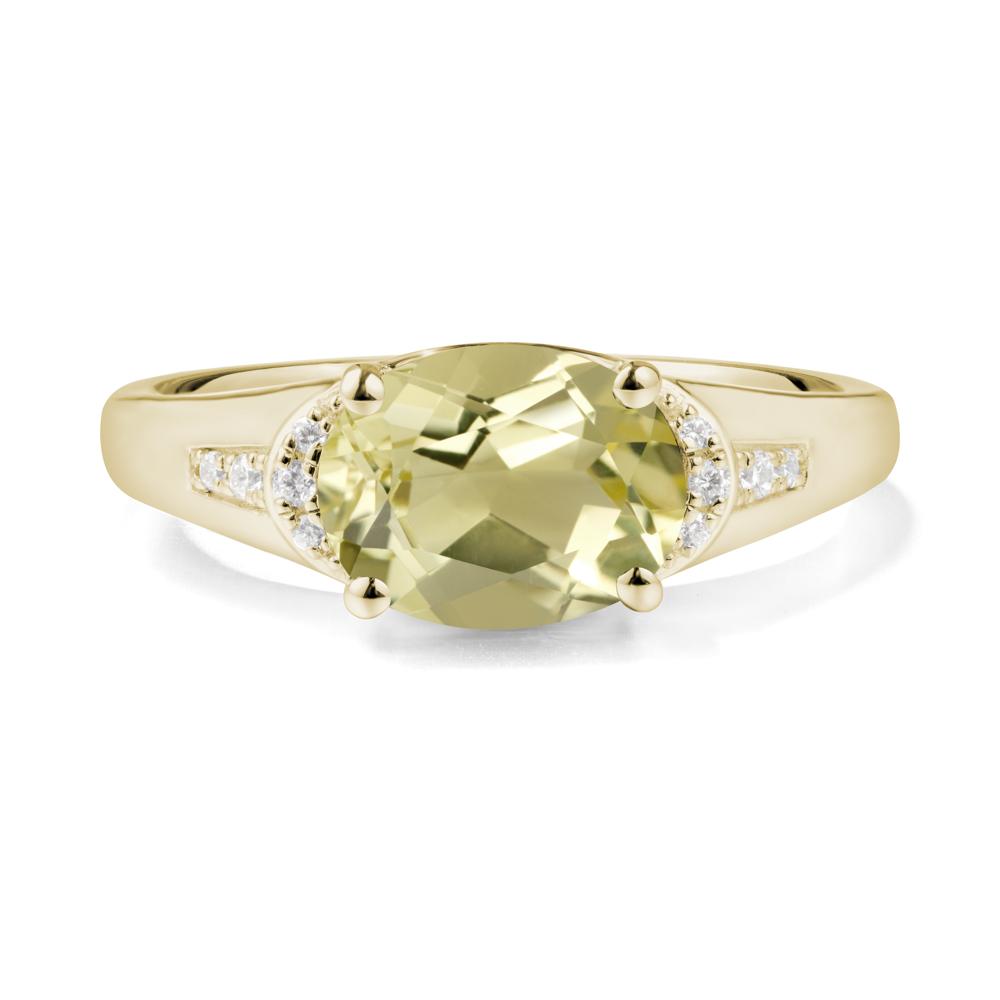 East West Oval Lemon Quartz Ring - LUO Jewelry #metal_14k yellow gold