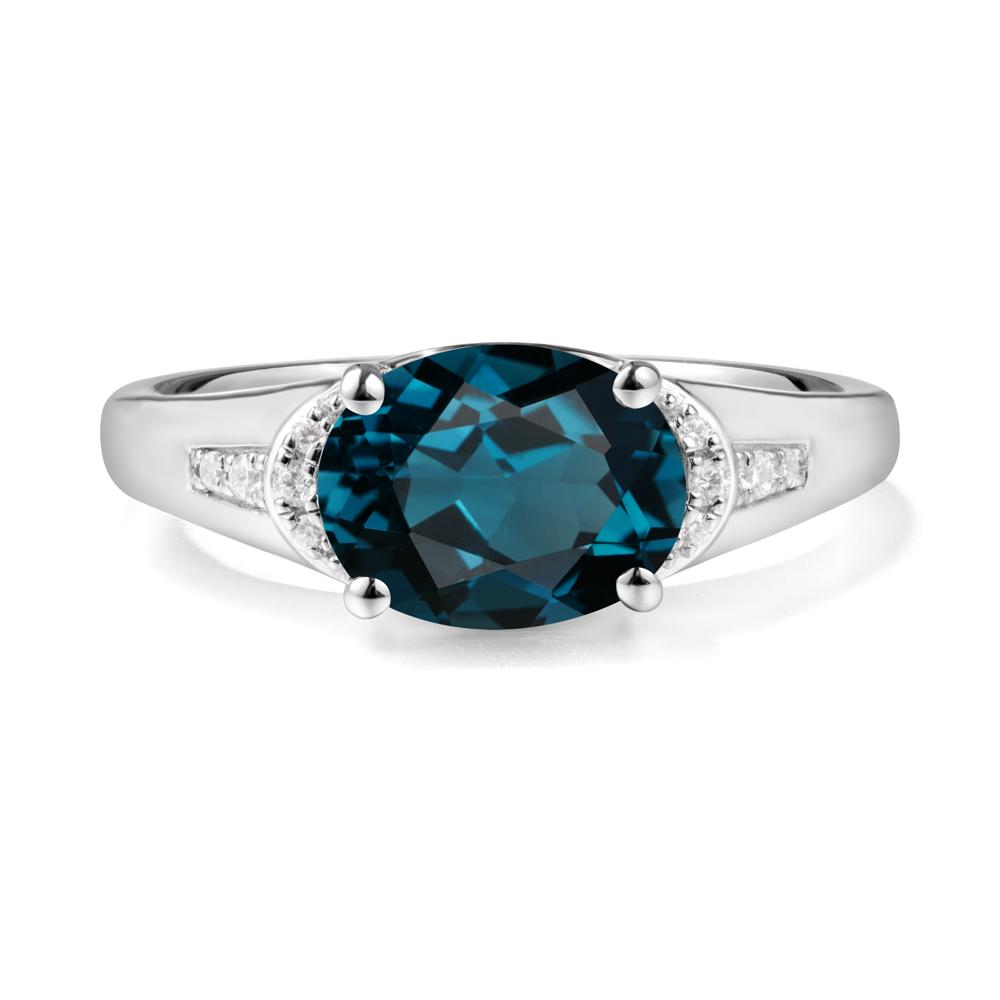 Oval London Blue Topaz Statement Ring - LUO Jewelry #metal_14k white gold