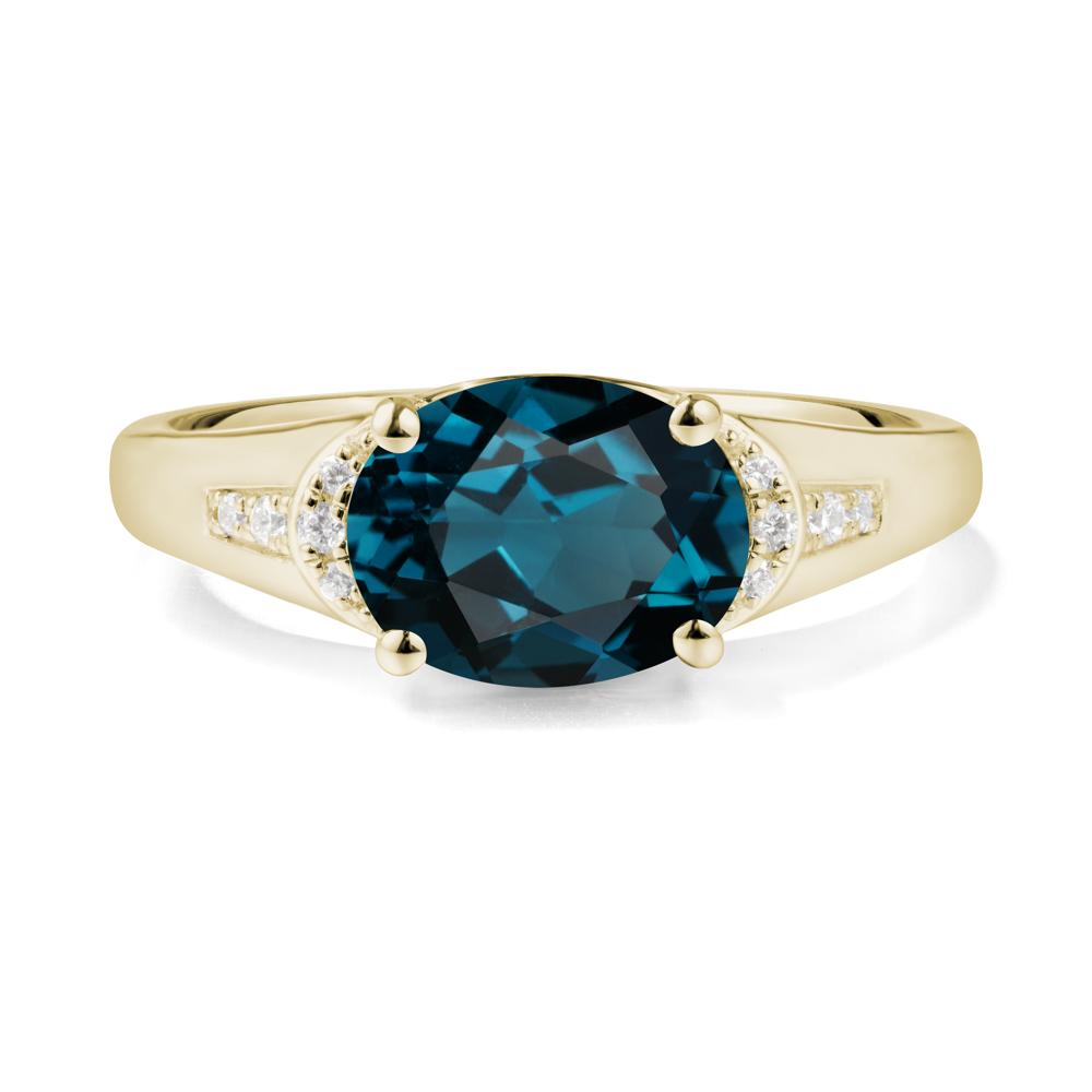 Oval London Blue Topaz Statement Ring - LUO Jewelry #metal_14k yellow gold