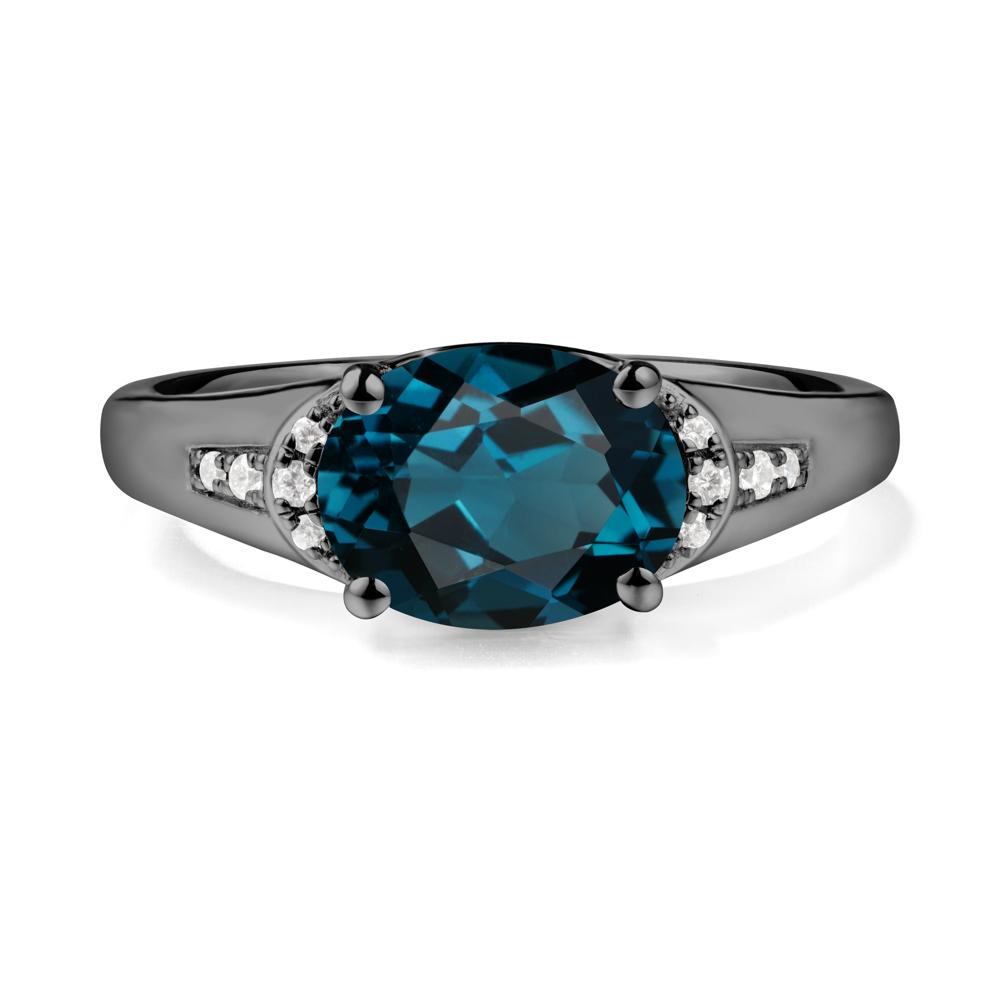 Oval London Blue Topaz Statement Ring - LUO Jewelry #metal_black finish sterling silver
