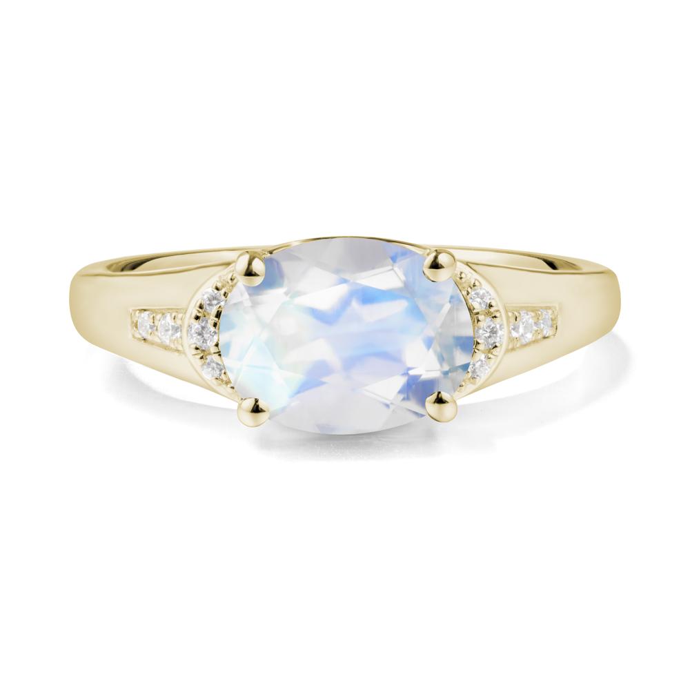 Horizontal  Oval Moonstone Ring - LUO Jewelry #metal_14k yellow gold