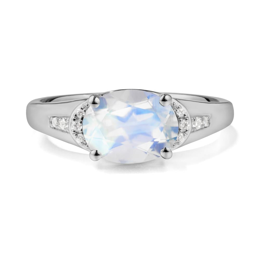 Horizontal  Oval Moonstone Ring - LUO Jewelry #metal_platinum