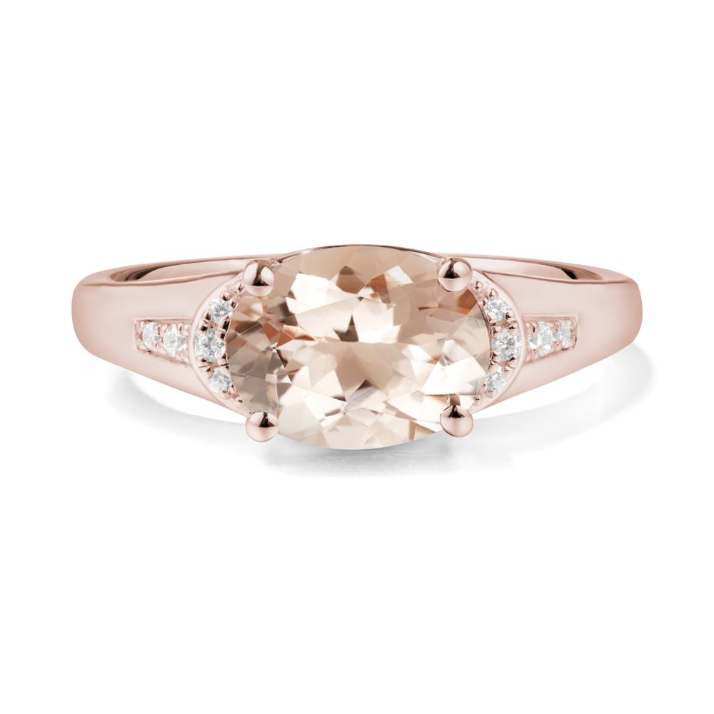 East West Oval Morganite Ring - LUO Jewelry #metal_14k rose gold