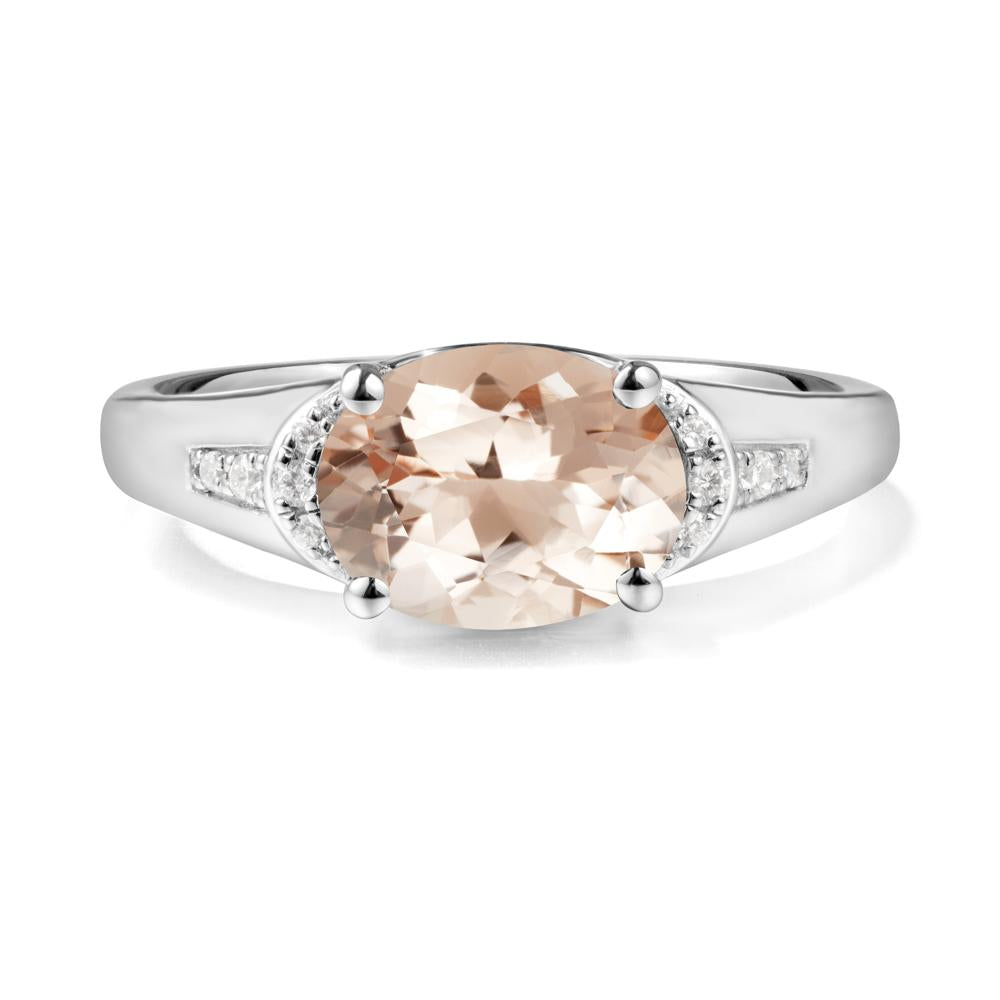East West Oval Morganite Ring - LUO Jewelry #metal_14k white gold