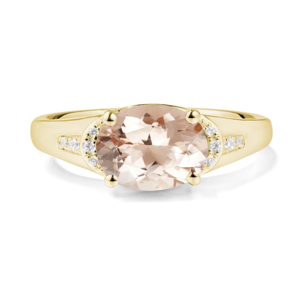 East West Oval Morganite Ring - LUO Jewelry #metal_18k yellow gold