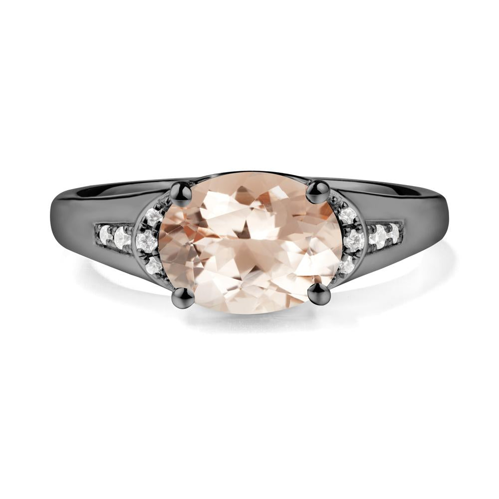 East West Oval Morganite Ring - LUO Jewelry #metal_black finish sterling silver