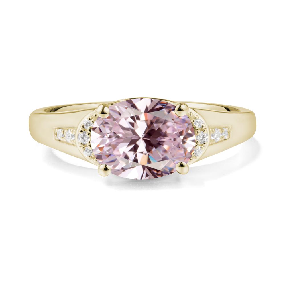 East West Oval Pink Cubic Zirconia Ring - LUO Jewelry #metal_14k yellow gold
