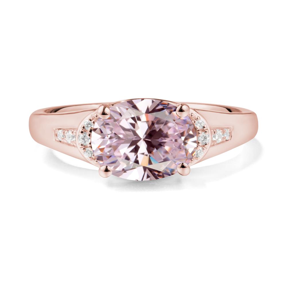 East West Oval Pink Cubic Zirconia Ring - LUO Jewelry #metal_18k rose gold