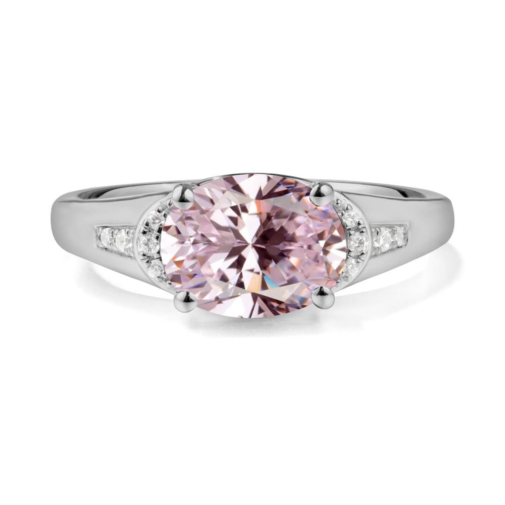 East West Oval Pink Cubic Zirconia Ring - LUO Jewelry #metal_platinum