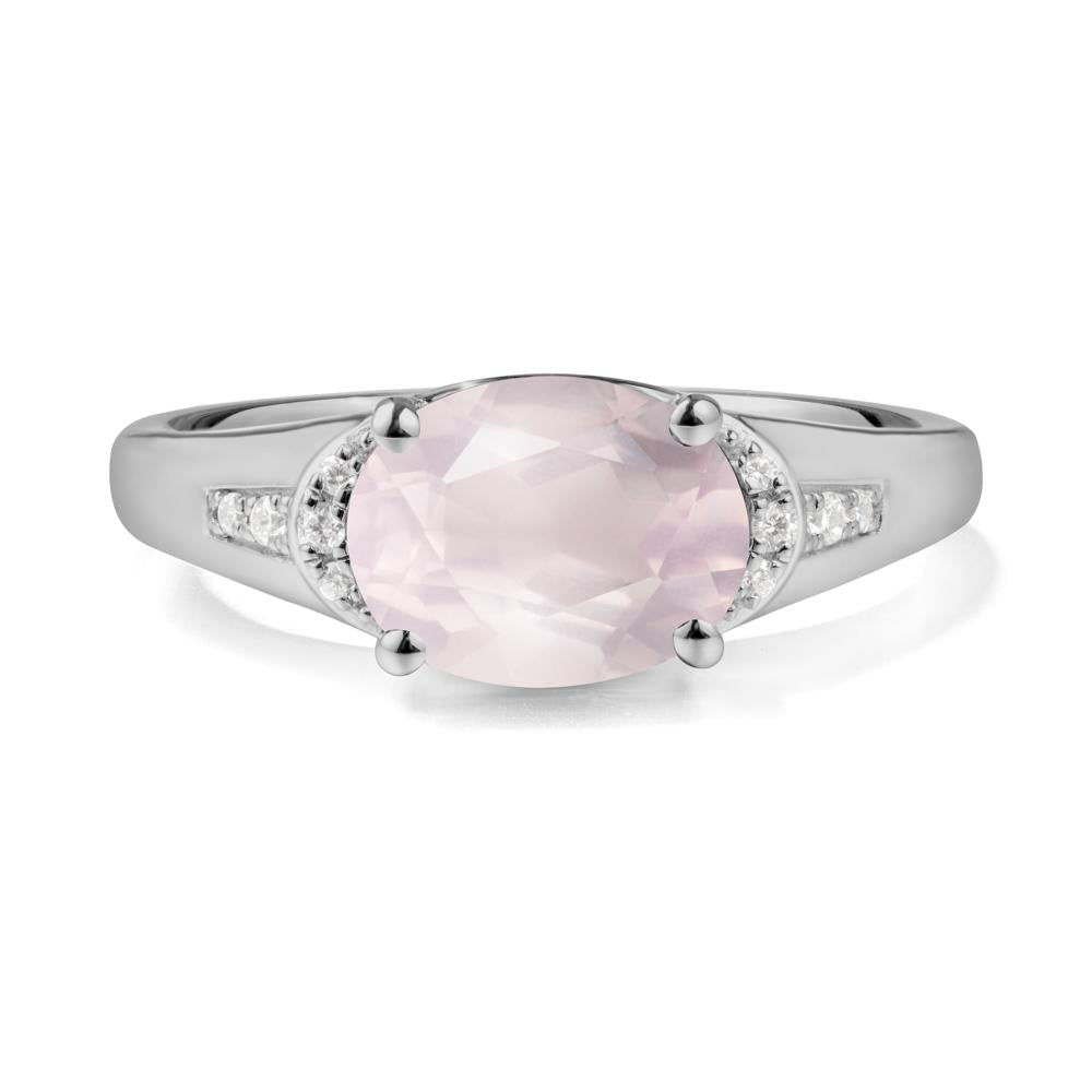 East West Oval Rose Quartz Ring - LUO Jewelry #metal_platinum