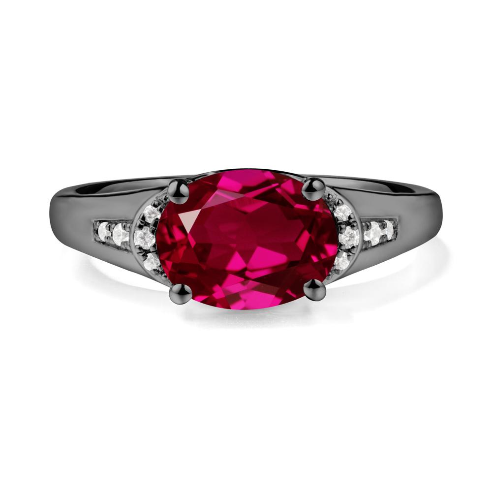 Oval Ruby Statement Ring - LUO Jewelry #metal_black finish sterling silver
