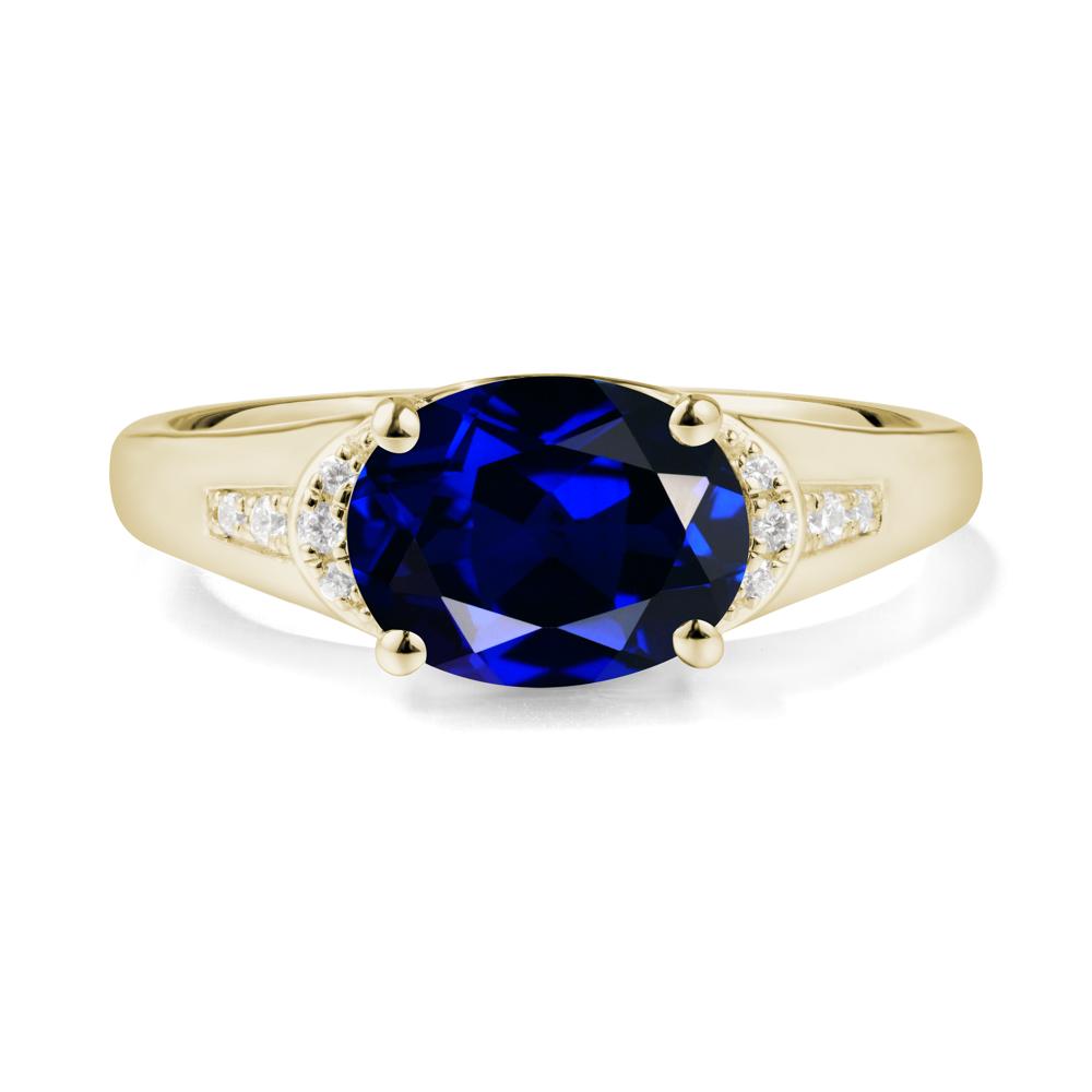 East West Oval Sapphire Ring - LUO Jewelry #metal_14k yellow gold