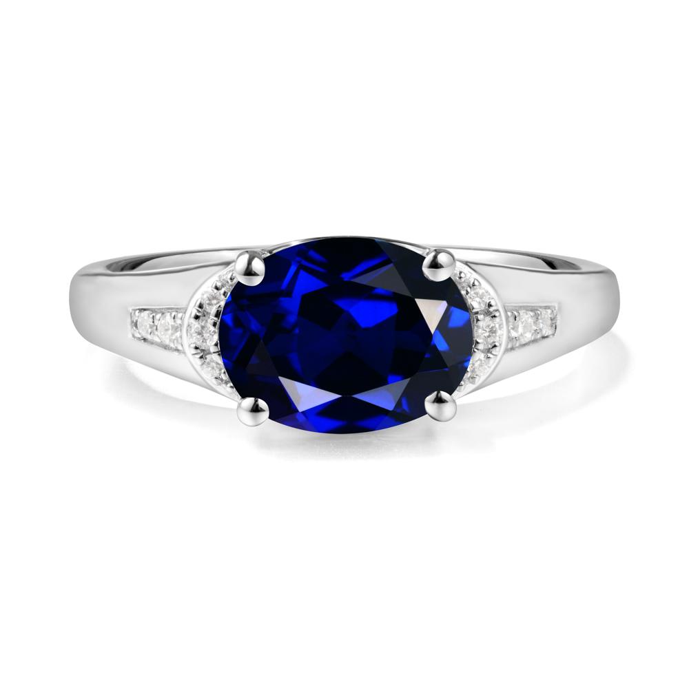 East West Oval Sapphire Ring - LUO Jewelry #metal_18k white gold