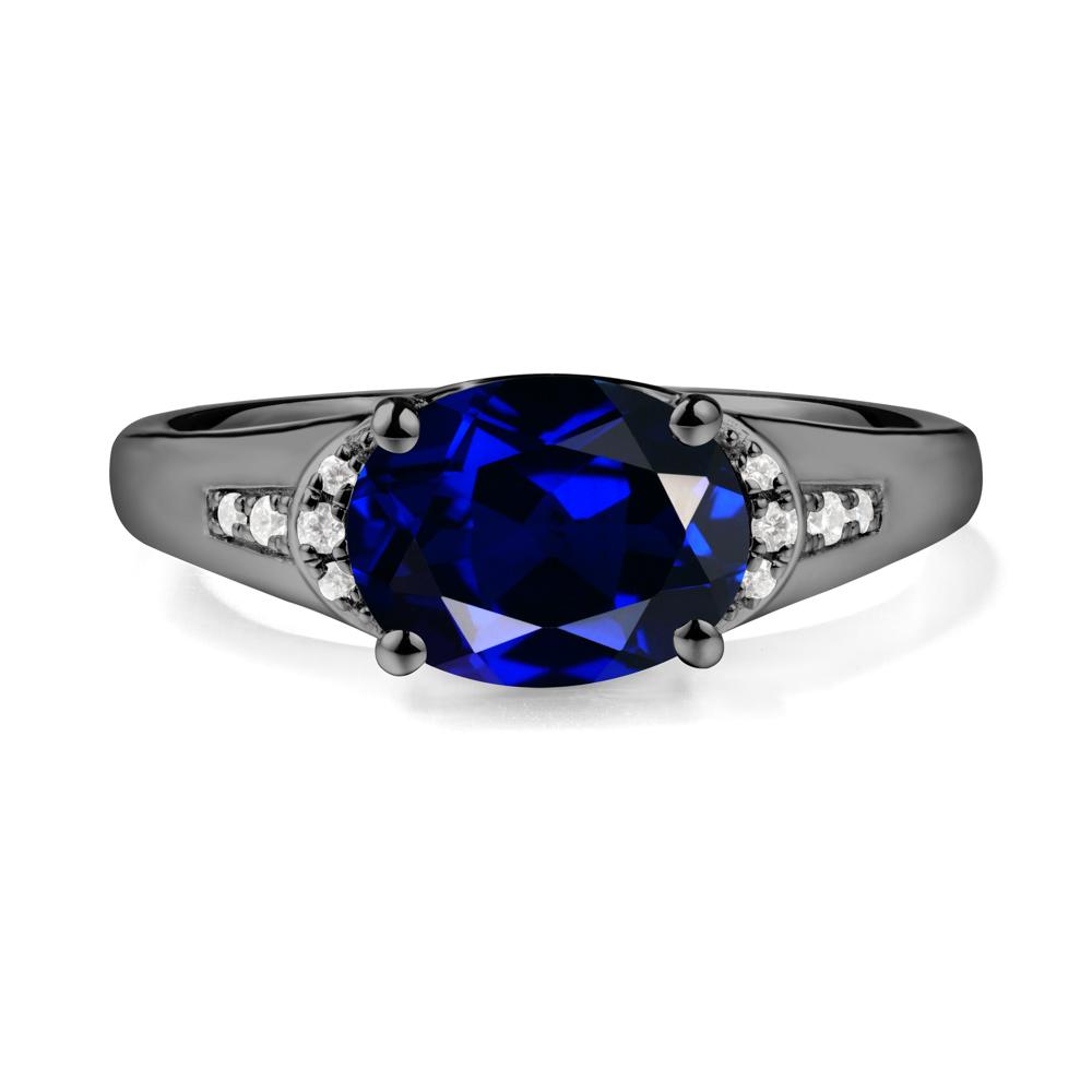 East West Oval Sapphire Ring - LUO Jewelry #metal_black finish sterling silver