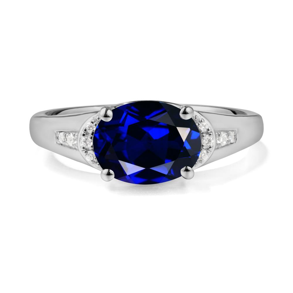 East West Oval Sapphire Ring - LUO Jewelry #metal_platinum