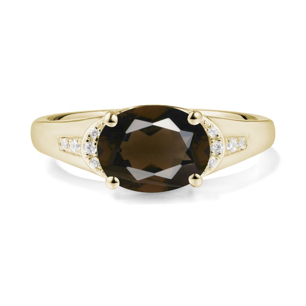 East West Oval Smoky Quartz Ring - LUO Jewelry #metal_14k yellow gold
