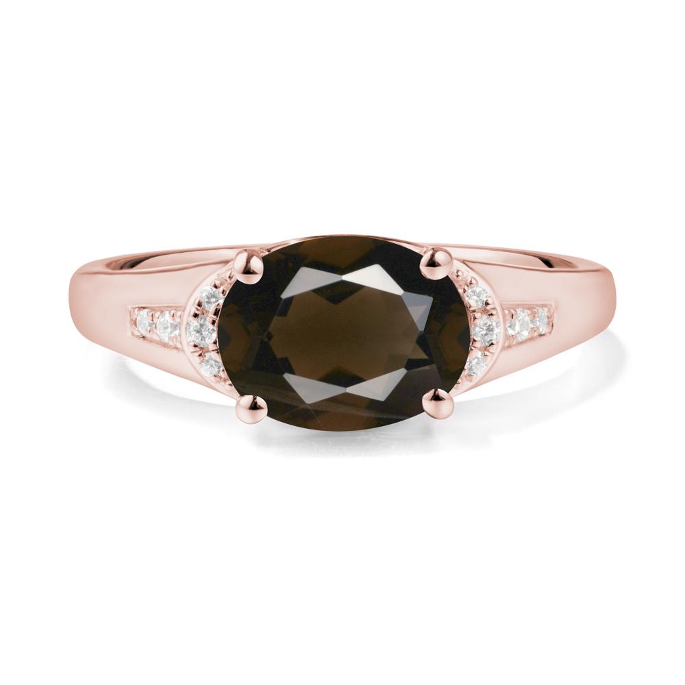 East West Oval Smoky Quartz Ring - LUO Jewelry #metal_18k rose gold