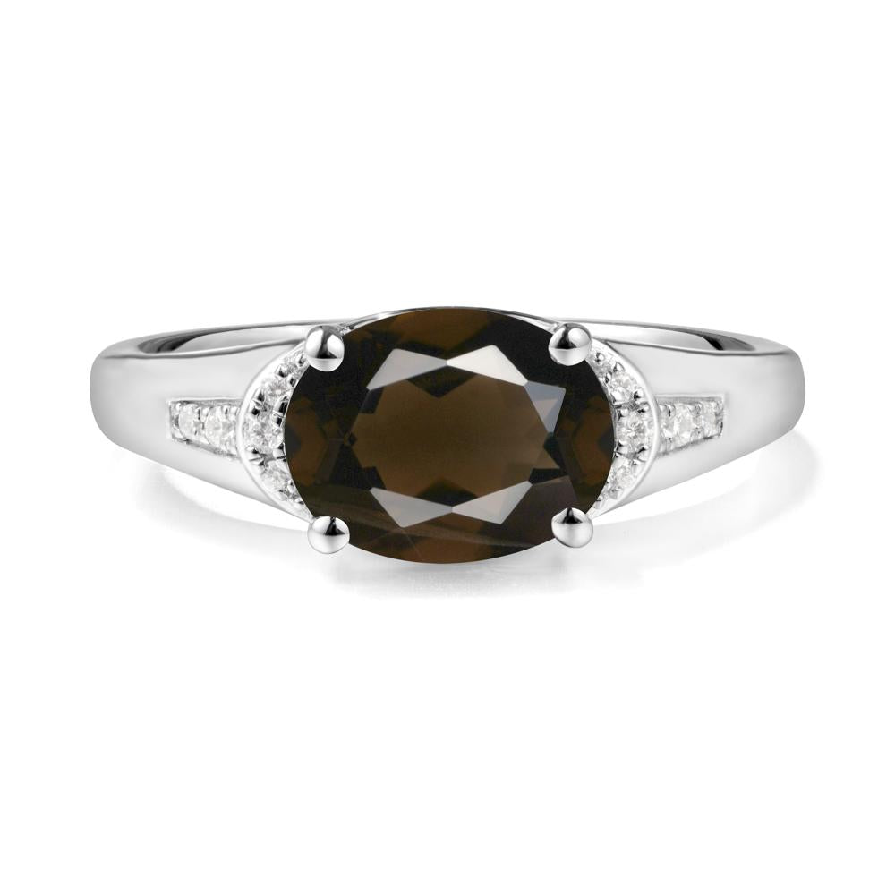 East West Oval Smoky Quartz Ring - LUO Jewelry #metal_18k white gold