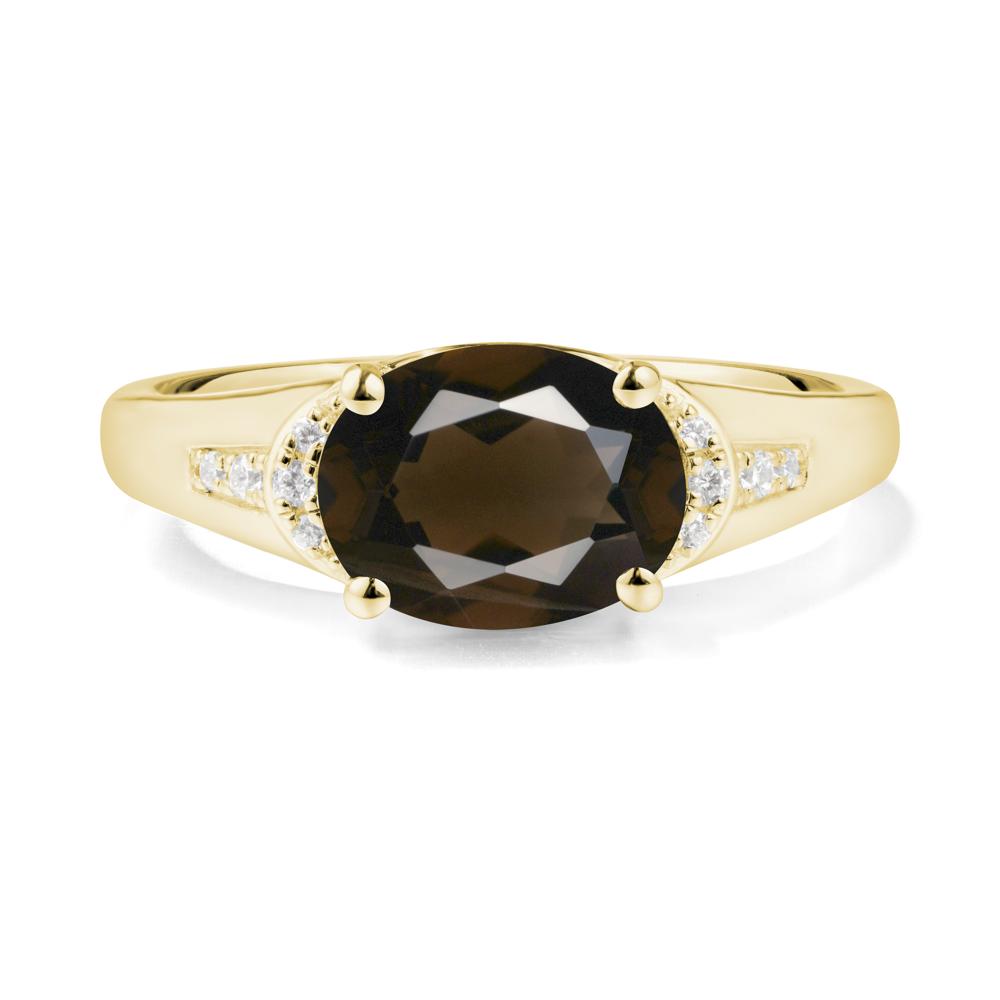 East West Oval Smoky Quartz Ring - LUO Jewelry #metal_18k yellow gold