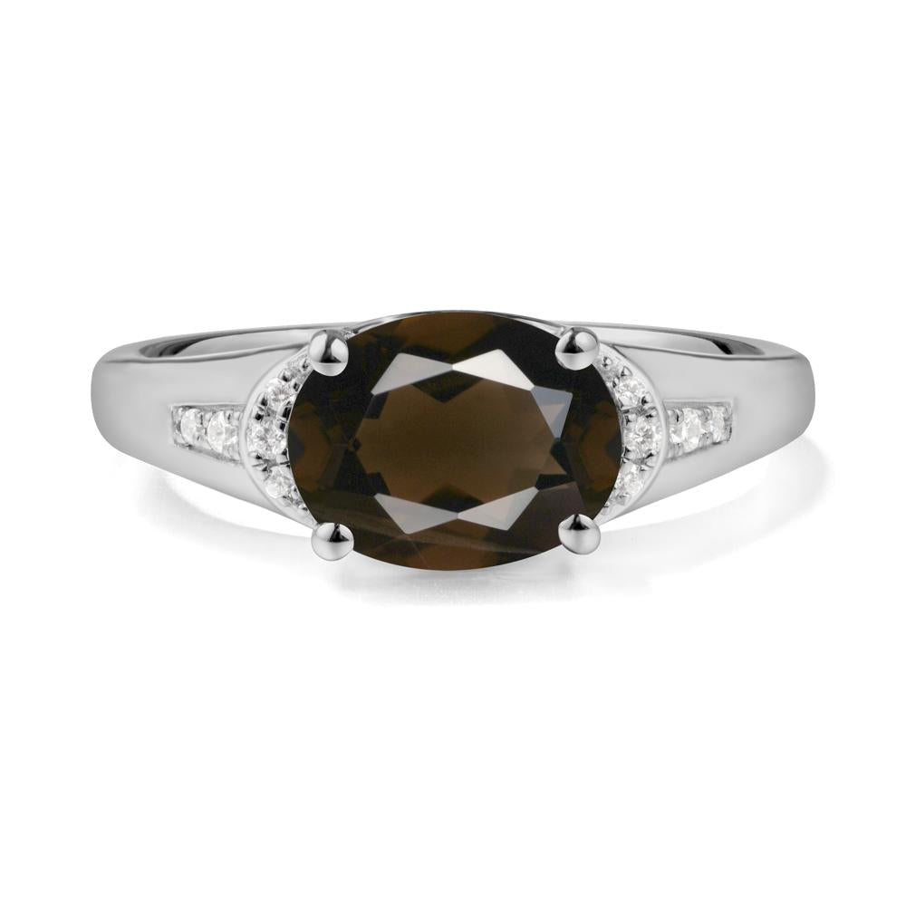 East West Oval Smoky Quartz Ring - LUO Jewelry #metal_platinum