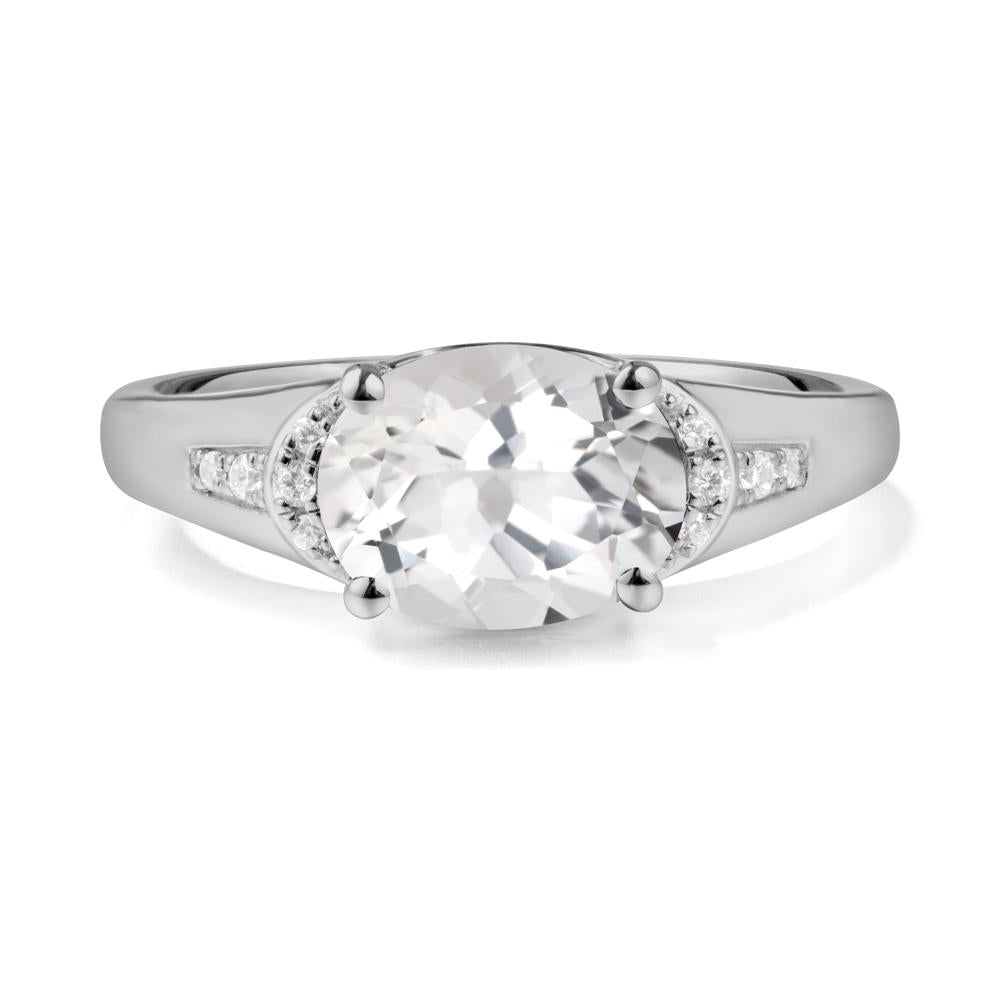 Horizontal  Oval White Topaz Ring - LUO Jewelry #metal_platinum