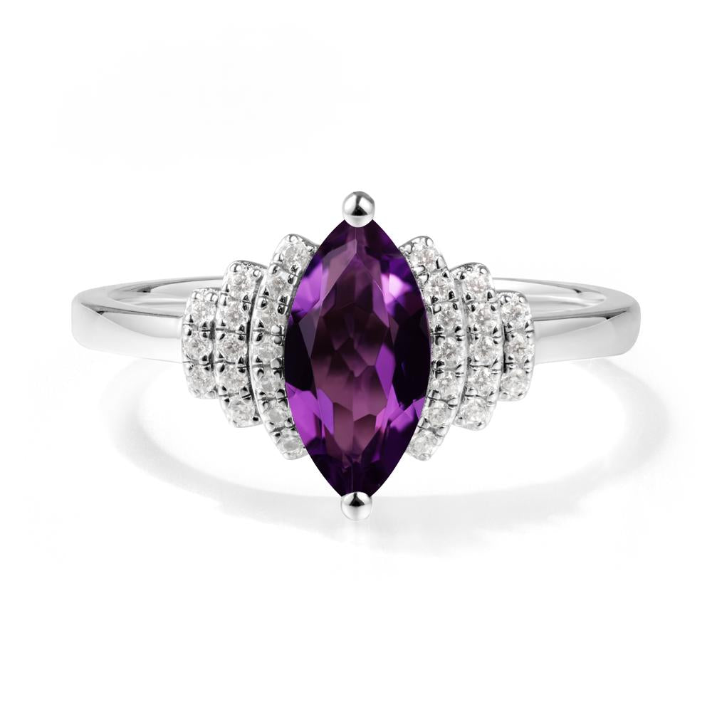 Marquise Amethyst Cluster Ring - LUO Jewelry #metal_14k white gold