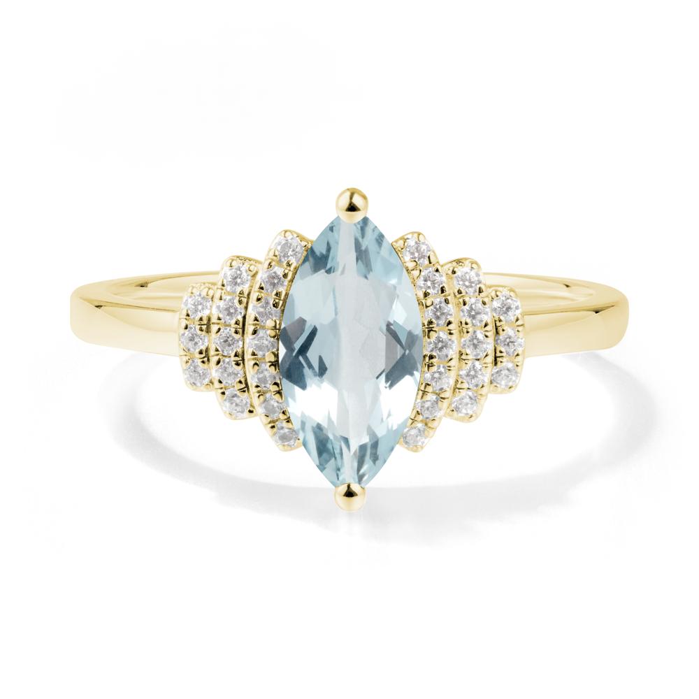 Marquise Aquamarine Cluster Ring - LUO Jewelry #metal_18k yellow gold